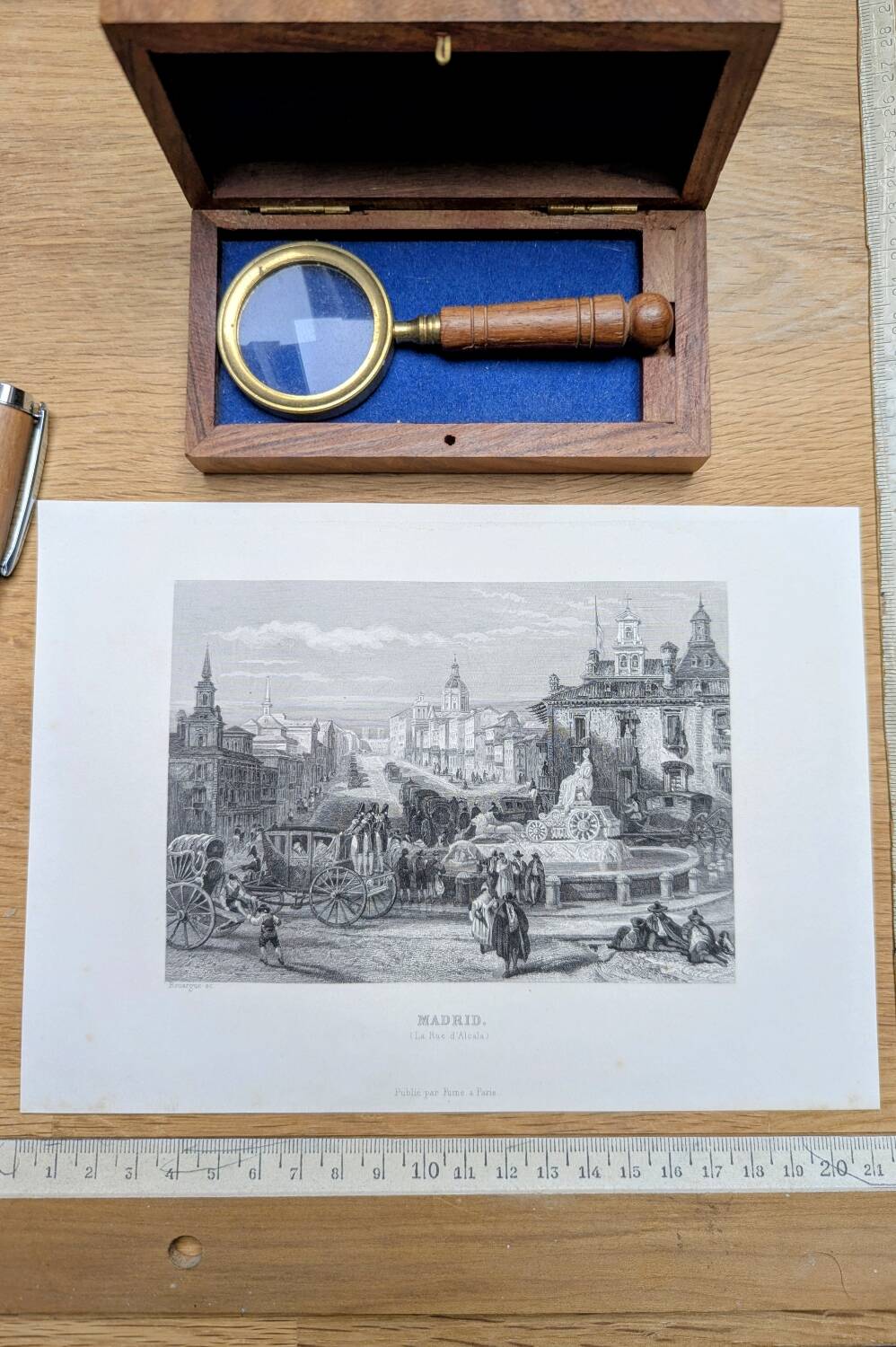 Madrid, Alcalá Street. Old engraving, printed in 1841.