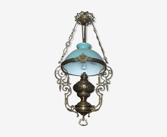 Lustre bronze opaline époque XIX