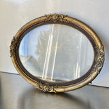 Antique Wooden gilded colored Oval  Picture Frame with glass