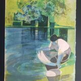 La blanchisseuse - lithograph signed - camille hilaire