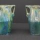 Ceramic alphonse cytere (1861-1941) pair of metallise sandstone vases