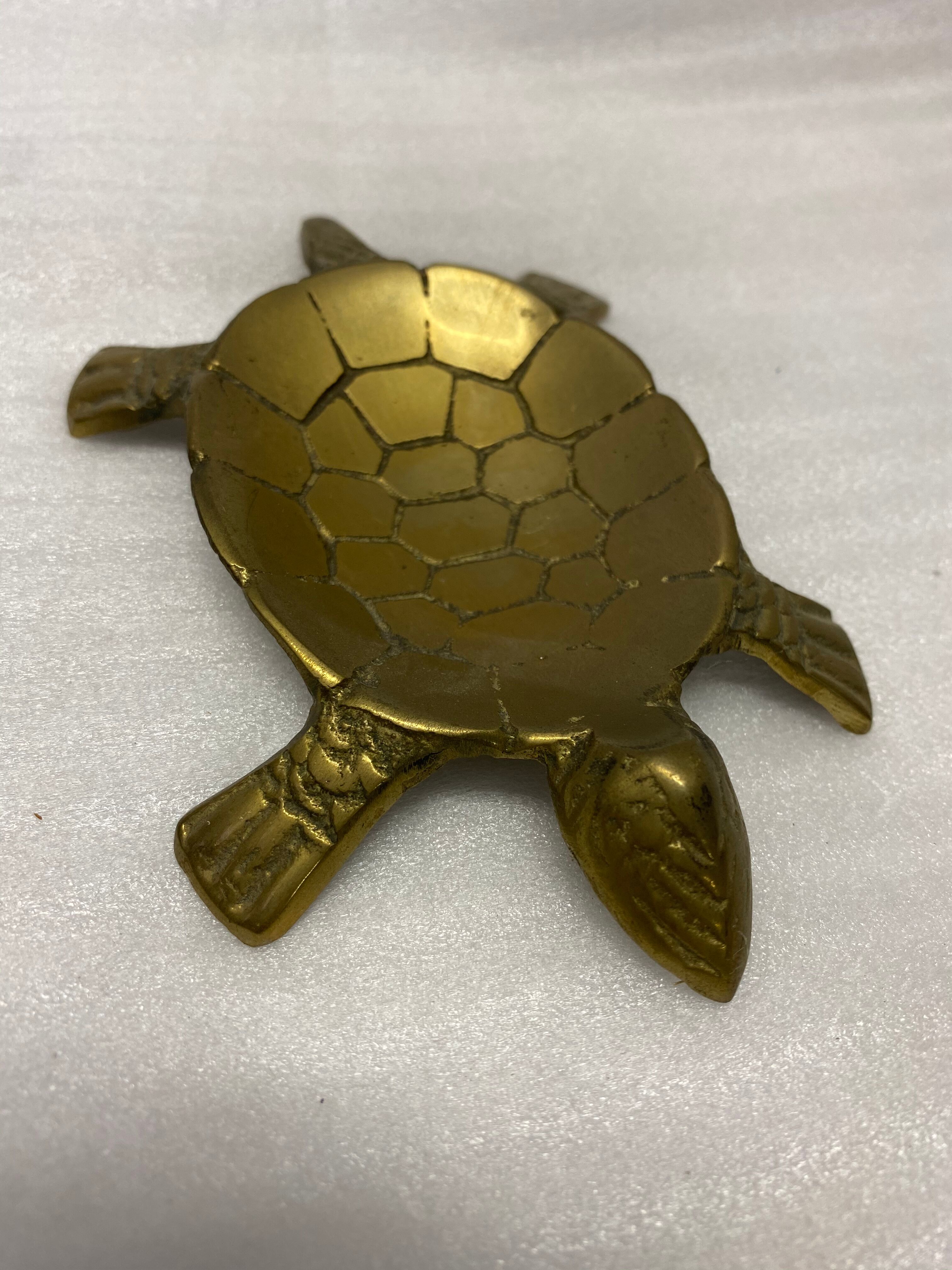Brass vintage turtle trinket bowl