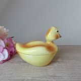 Yellow duckling small terrine Michel Gaugant, Earthenware duckling chick trinket box