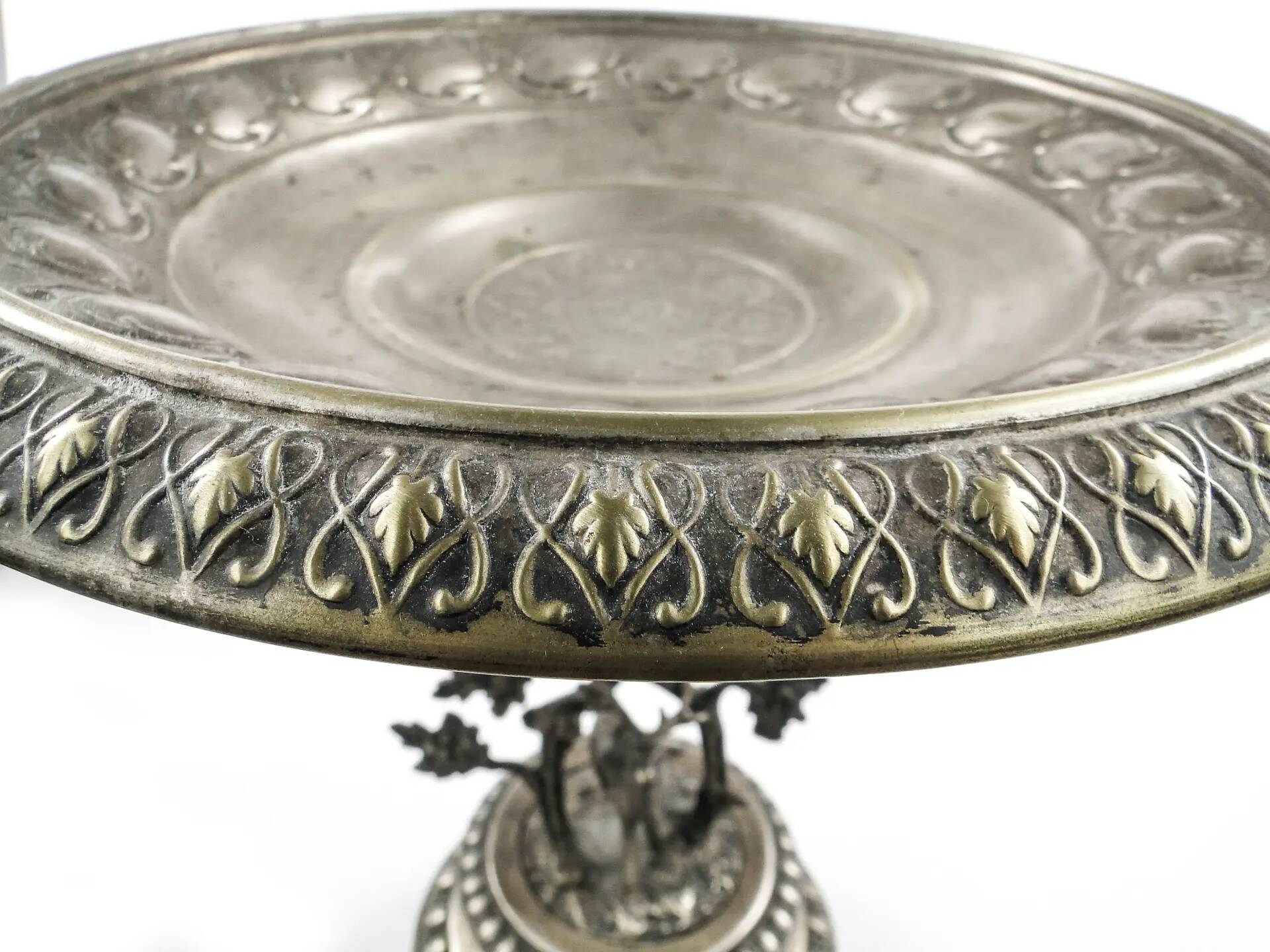 Figural eclectic fruit bowl, silver-plated brass, Poland, 19th century