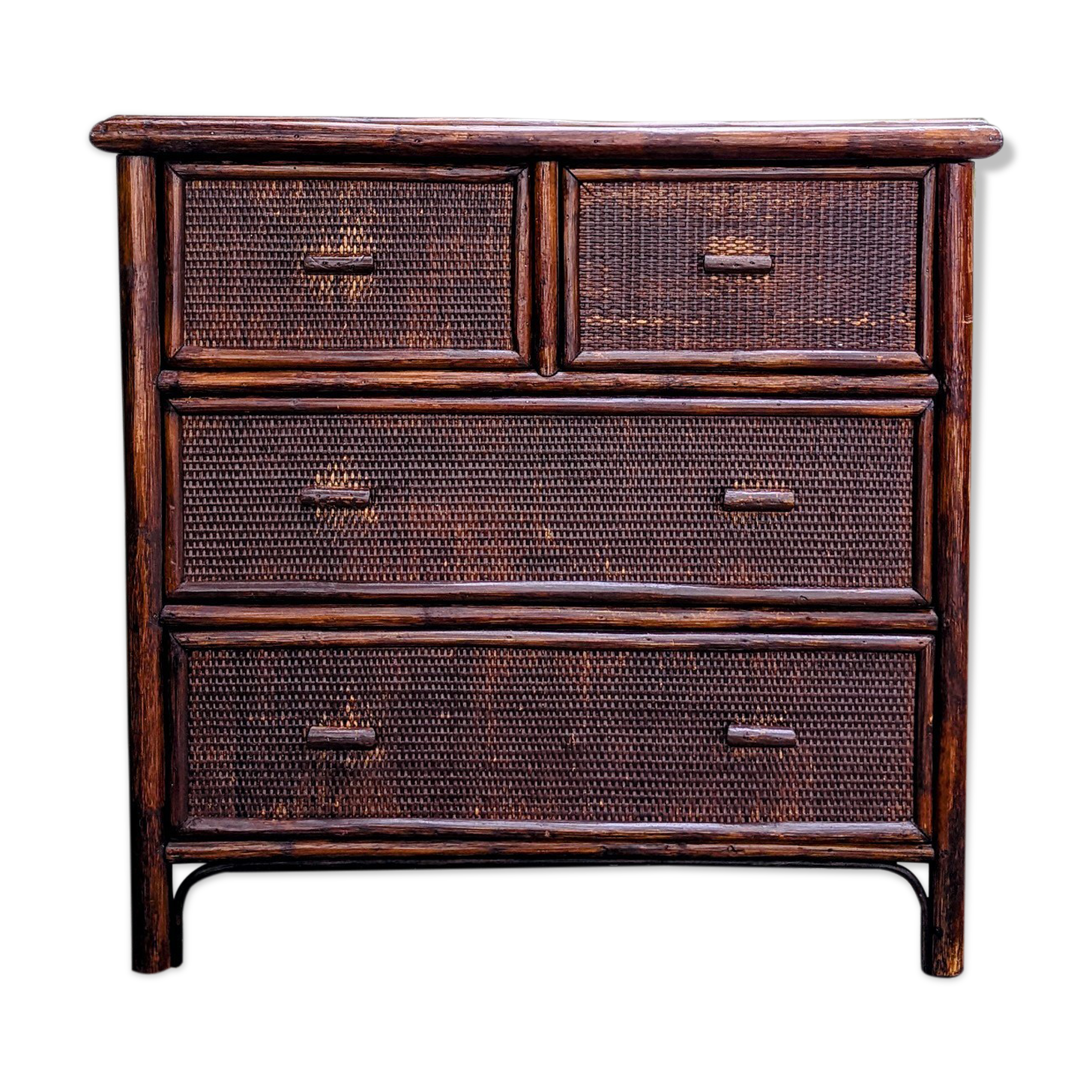 Vintage rattan chest of drawers