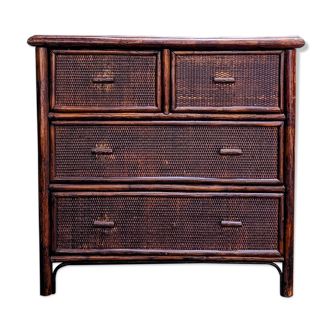 Vintage rattan chest of drawers