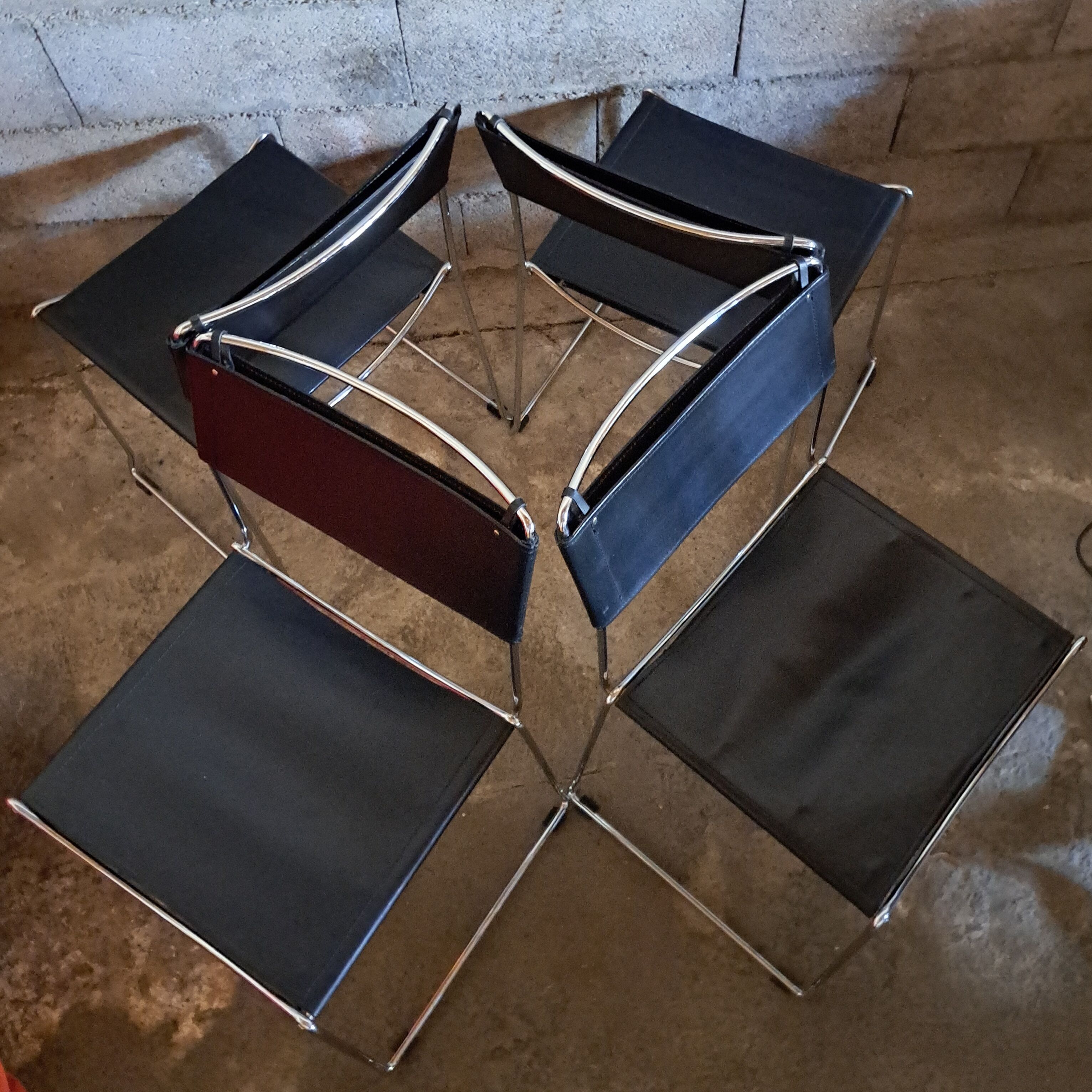 Set of 4 Giandomenico Belotti leather chairs Italian 1980
