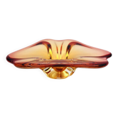 Sommerso Amber Orange Pocket Bowl Coupe 20cm 889g Vintage Murano Art Glass