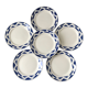 Set of 6 flat plates Badonviller model Courtilles royal blue art deco 30s
