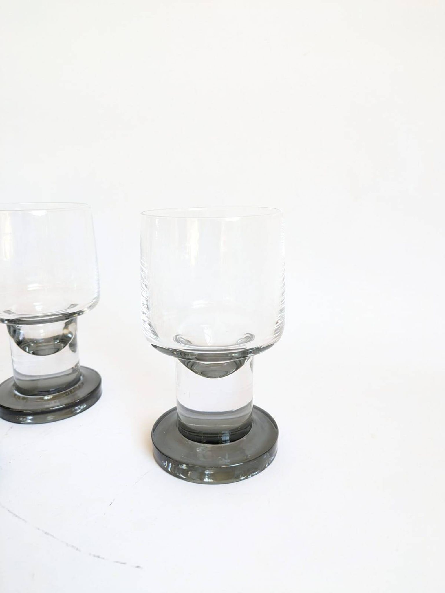 Space age Crystal drinking glasses in three sizes by Bayel, France 1970s