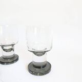 Space age Crystal drinking glasses in three sizes by Bayel, France 1970s