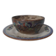 Sarreguemines old bowl with polychrome faience tray model NIPPON