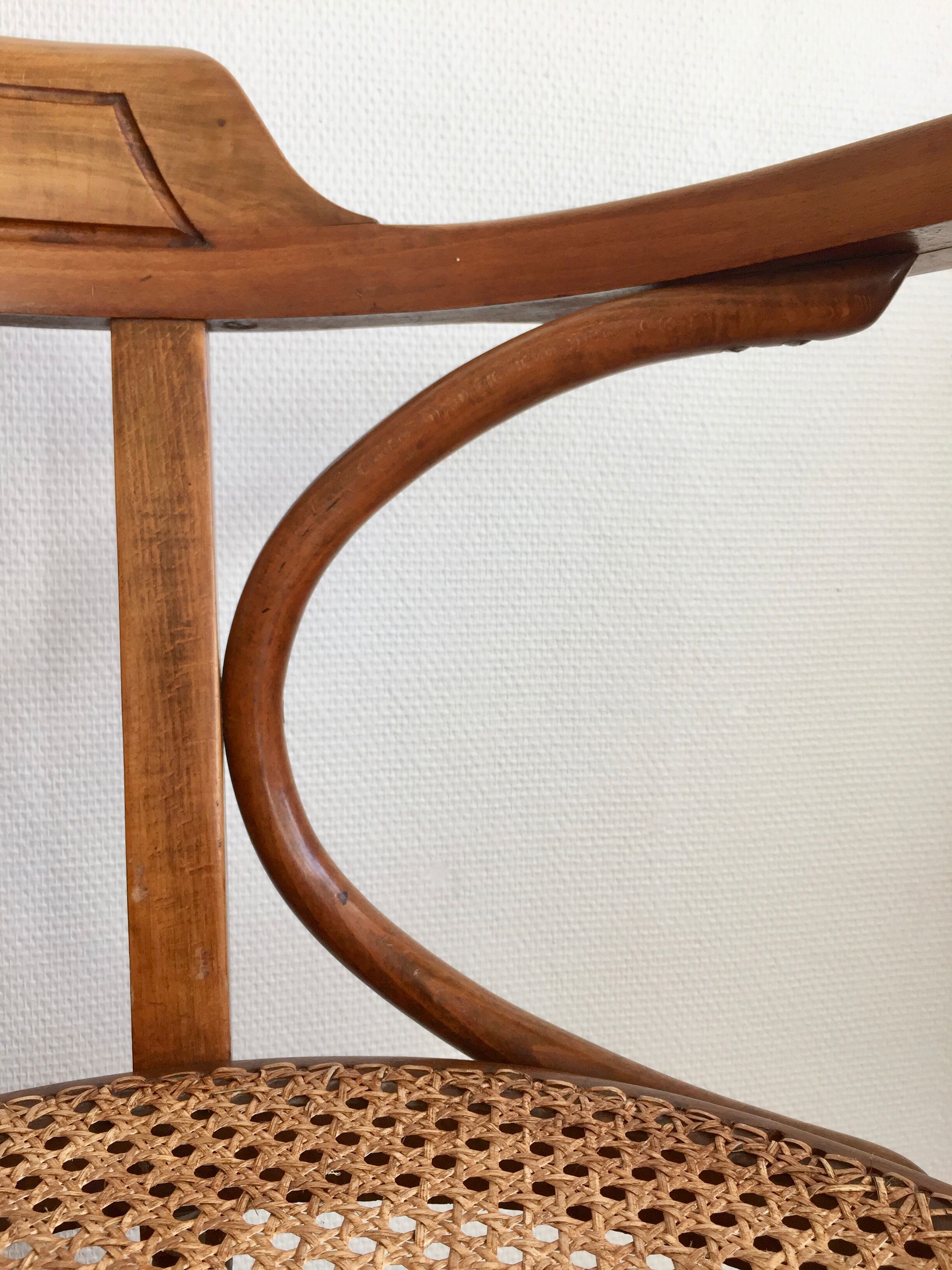 Fauteuil américain de bureau canné Baumann