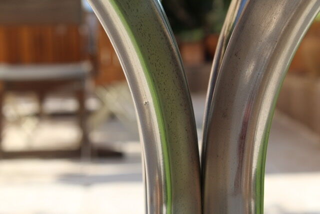 Oval glass and stainless steel table 70s