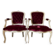 Pair of Louis XV style upholstered velvet armchairs