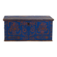 Antique wooden chest painted blue – folk art – Central Europe around 1900