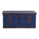 Antique wooden chest painted blue – folk art – Central Europe around 1900