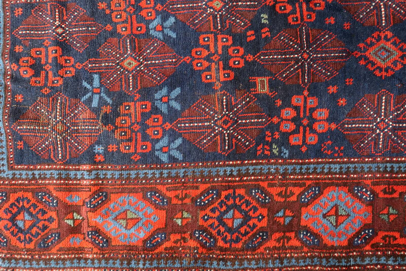 Handmade antique Afghan Baluch rug 95cm x 219cm 1880s