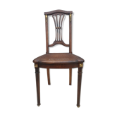 Chair canned 1900 marquetry and bronze louis XVI style