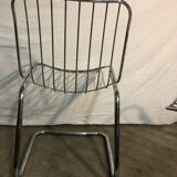Set of 4 chrome metal basket chairs