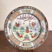 Old Plate Porcelain Canton Decor Cos Rose Family