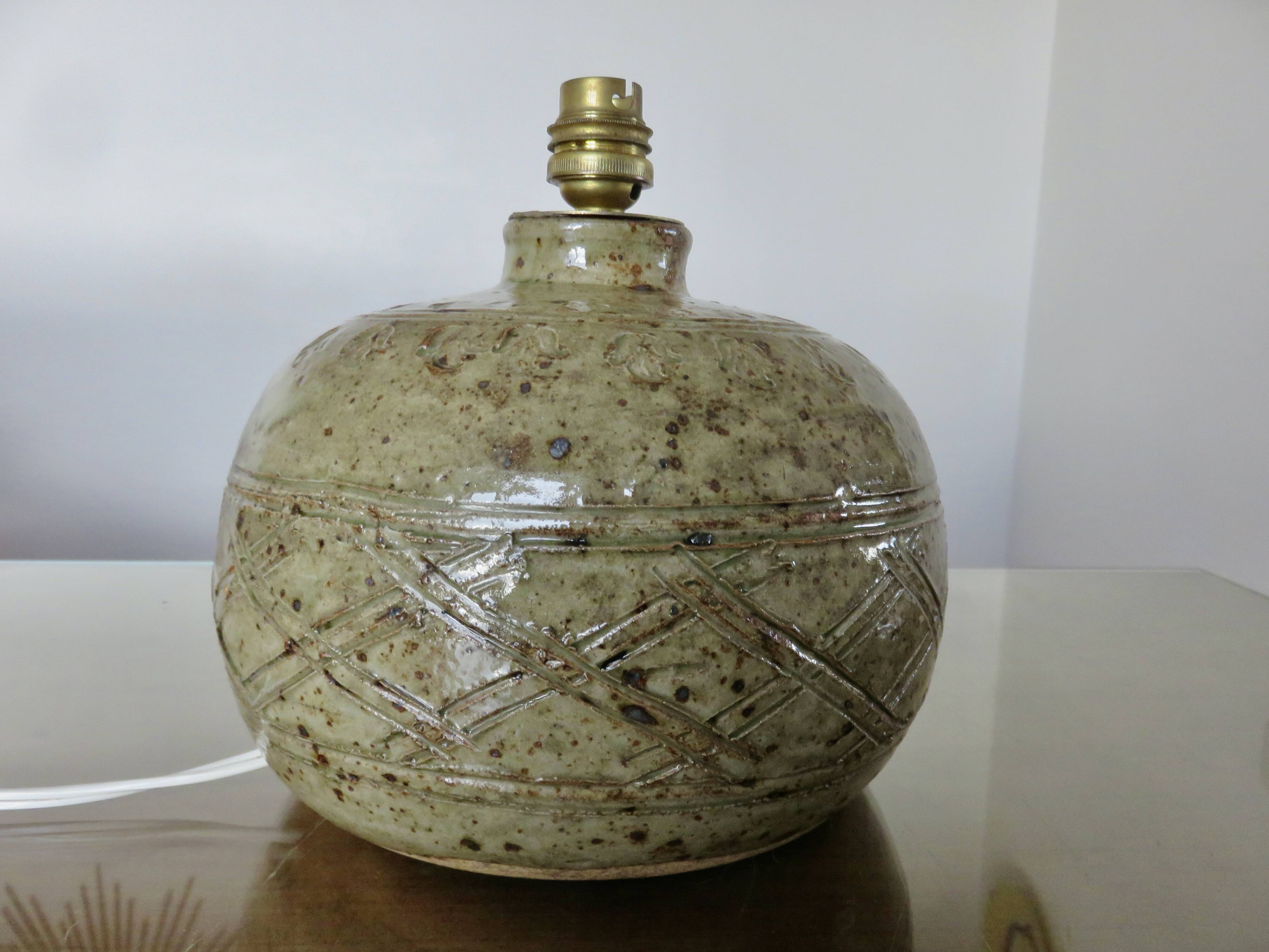 Stoneware lamp signed, around 1960