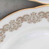 10 white and gold porcelain dinner plates