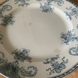 Large round iron earth Longwy dish, Fontainebleau model
