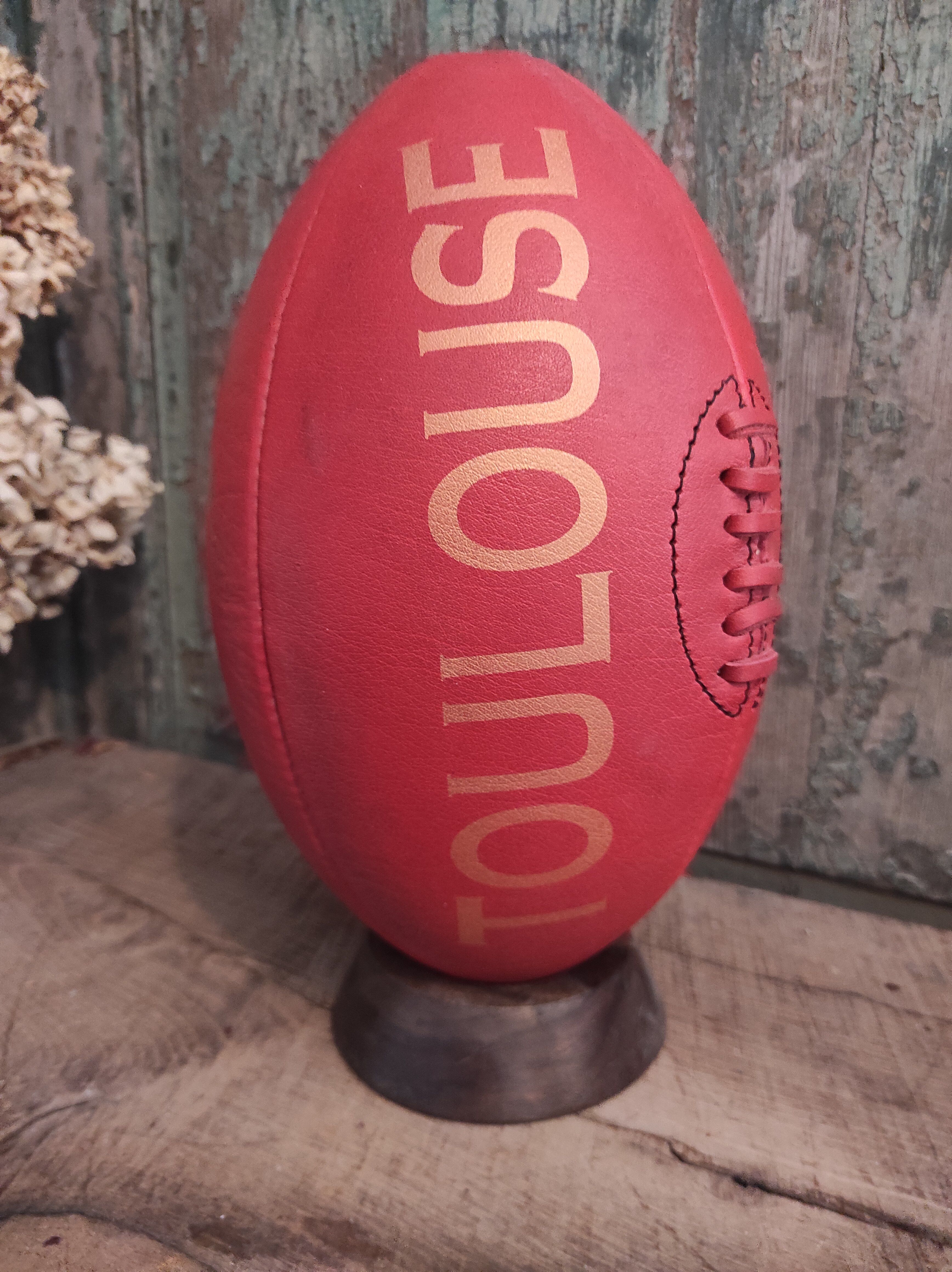 Vintage leather rugby ball Toulouse