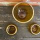 Salad bowl + 2 Antique AMBRINE Bowls Amber Glass + Gold Bronze Mounting