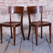 Art Deco Czech Chairs in Beech and Walnut from Thonet, 1940s, Set of 4