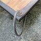Table basse en bois et fer forgé, esprit industriel, années 80