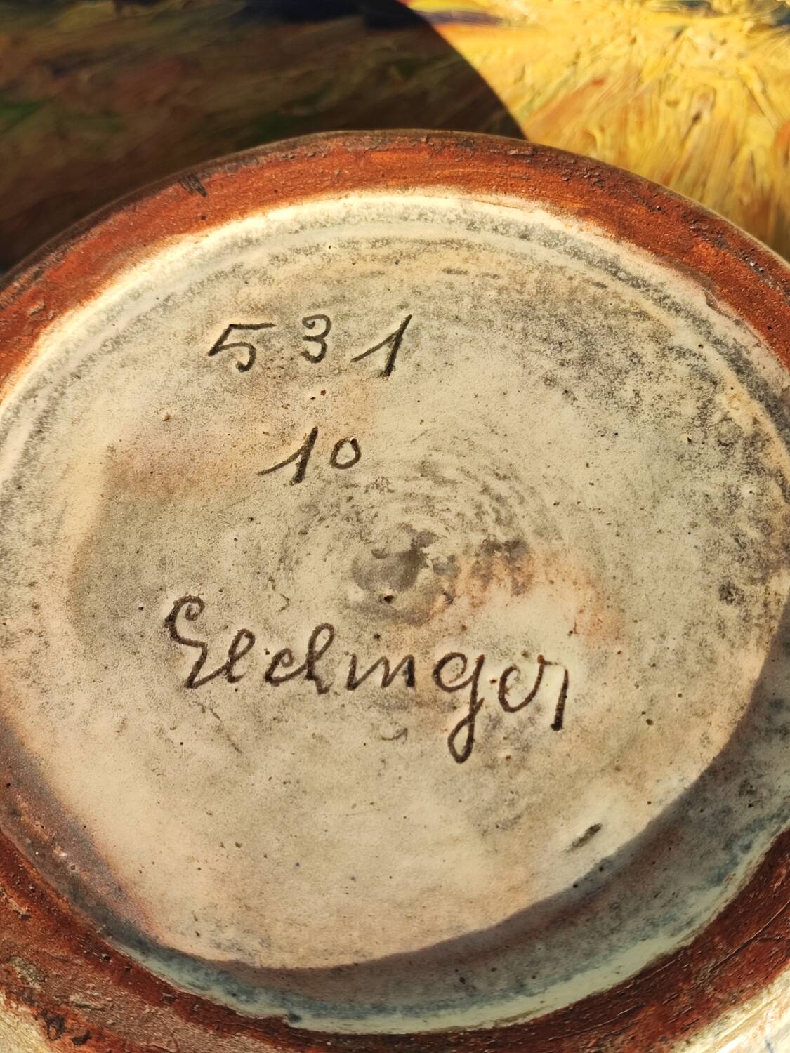 large vase with 4 handles Soufflenheim signed Elchinger