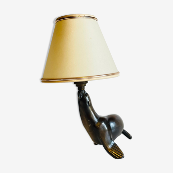 Lamp art deco shape sea lion in brass