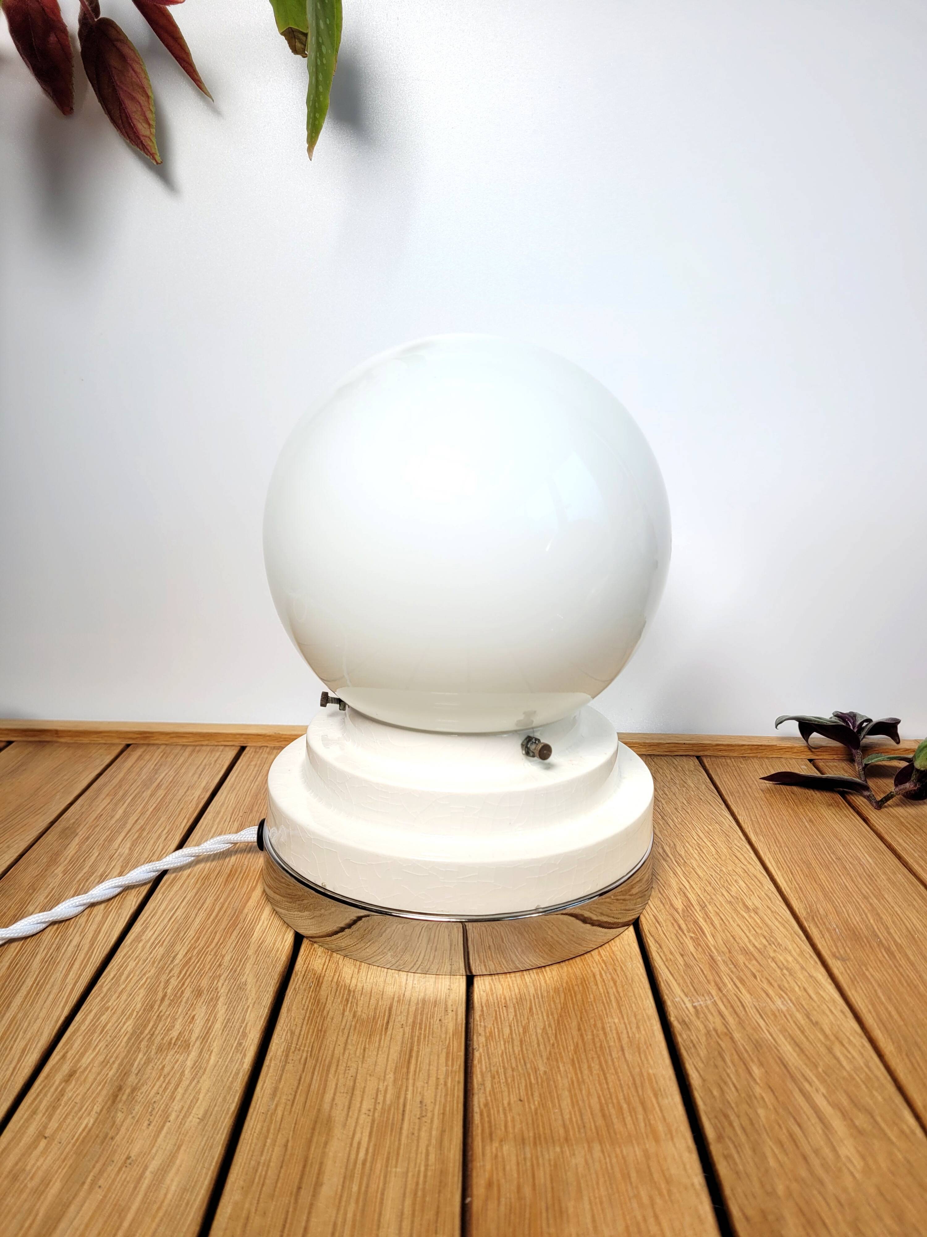 Vintage ceramic and chrome globe lamp