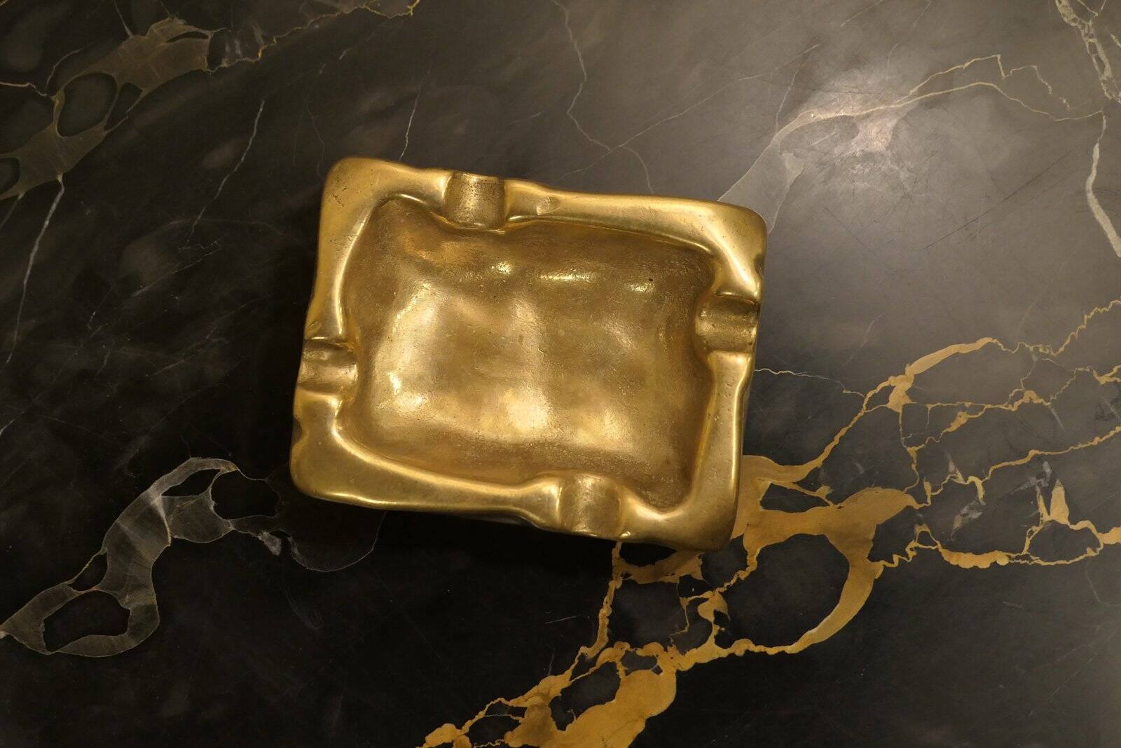 Brutalist bronze ashtray, Lauterbach, France, 1950s