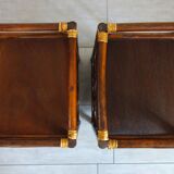 Set of 2 rattan side tables / bedside tables from the 60s