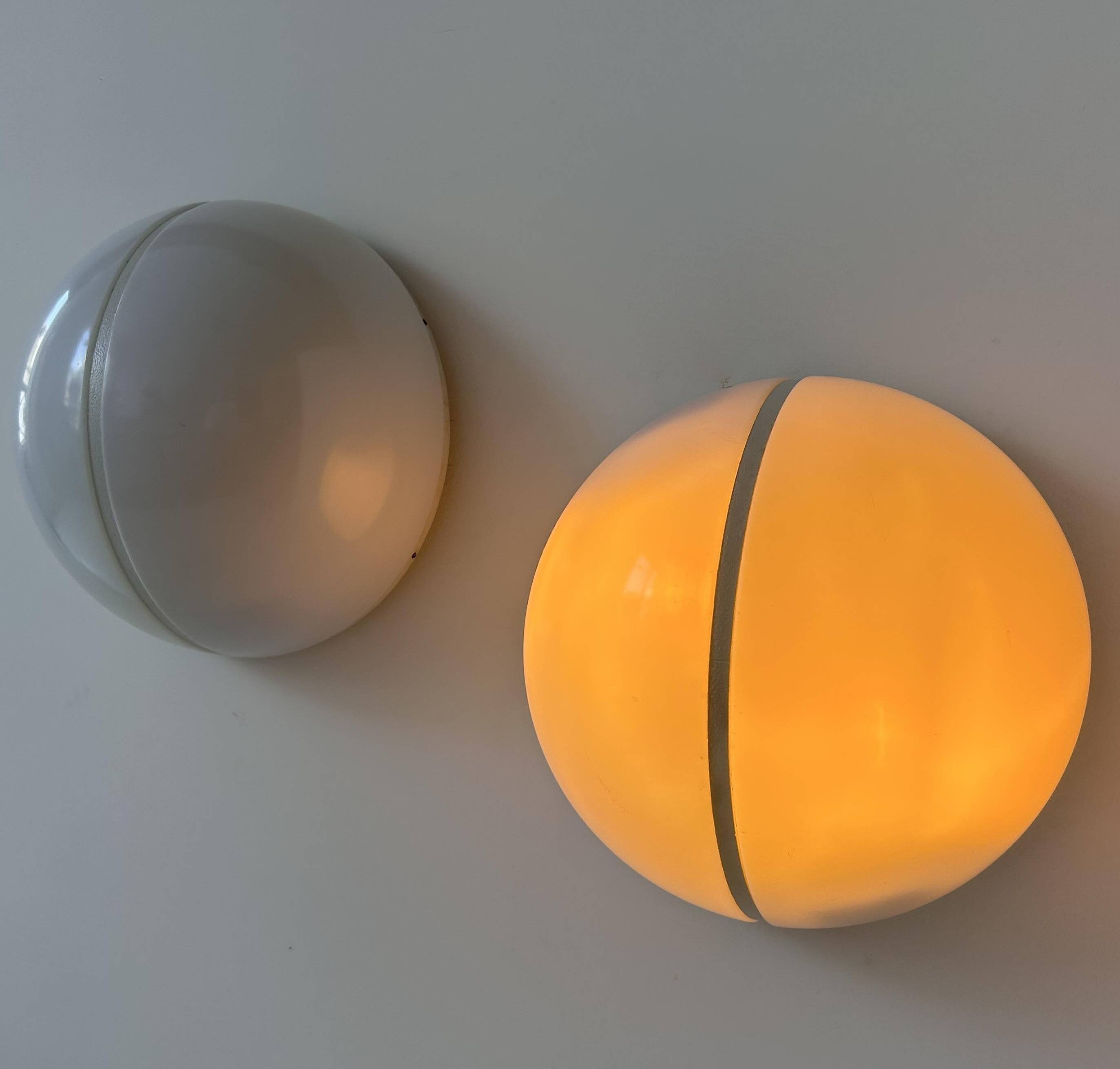 Pair of metal and opal perspex wall lights, Germany 1970