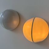 Pair of metal and opal perspex wall lights, Germany 1970