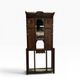 Vintage wooden coat rack with mirror.