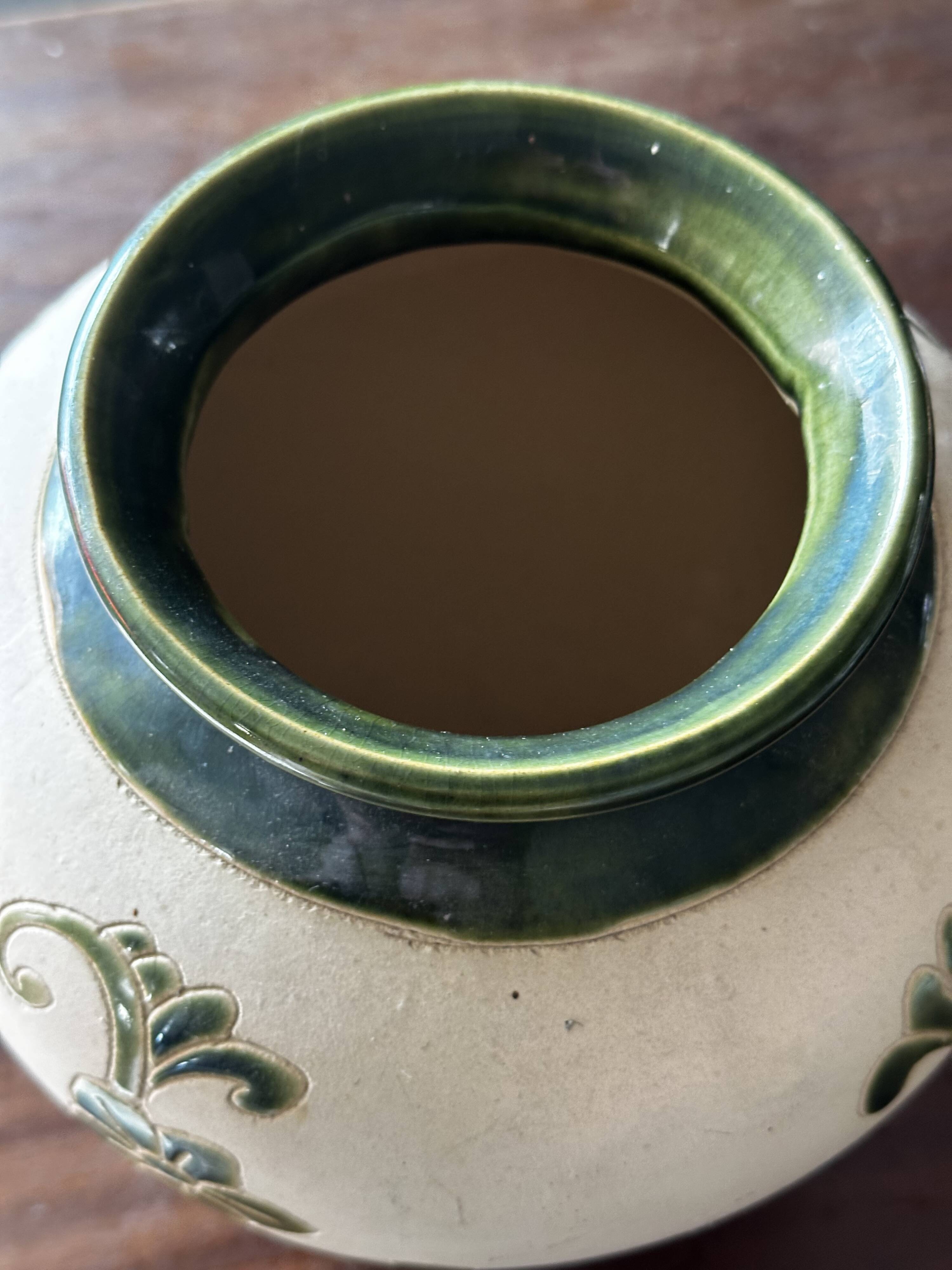 Art Deco vase signed GV (Croismare) raw and glazed ceramic