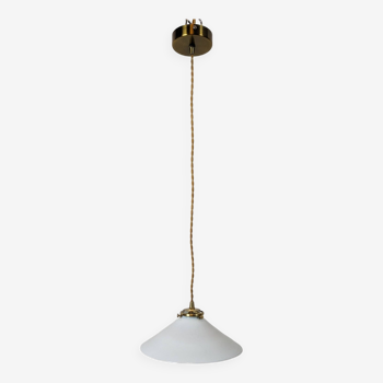 Suspension vintage en opaline blanche