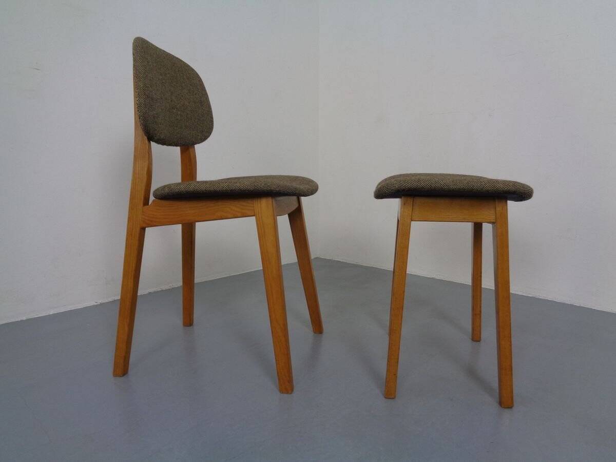 Set of Beech Chair & Stool, 1960s