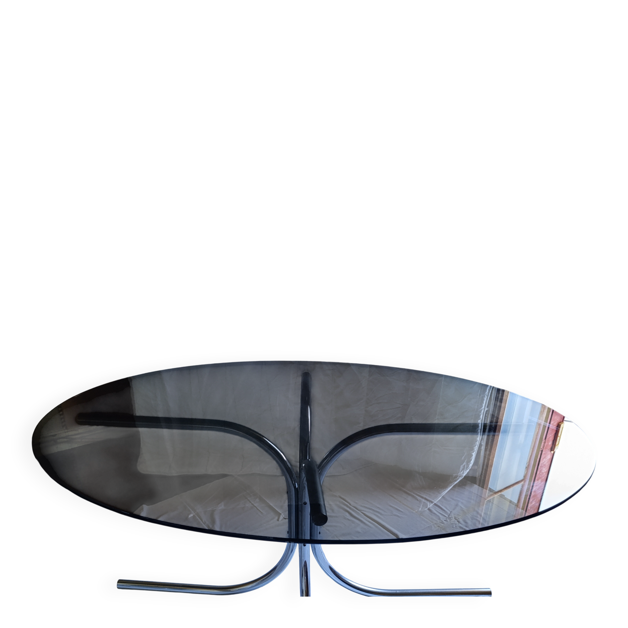 Vintage smoked glass Space Age dining table