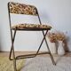 Chaise pliante vintage Lafuma modèle "Chantazur" à motif fleuri