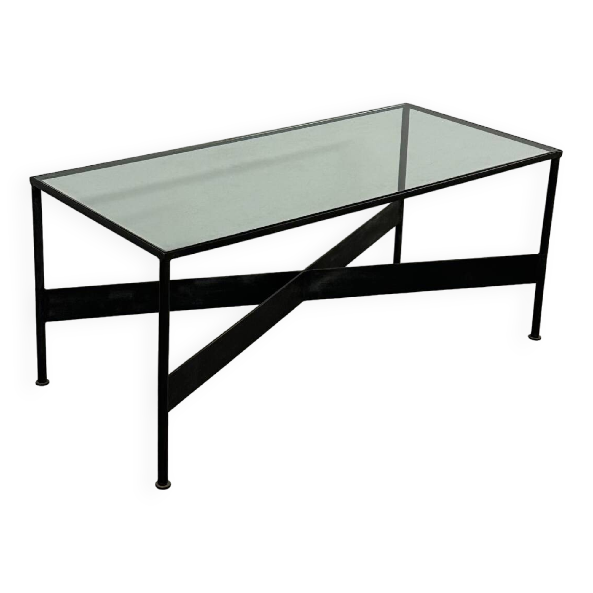 French Iron & Glass coffe table handmade 60s