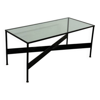 French Iron & Glass coffe table handmade 60s