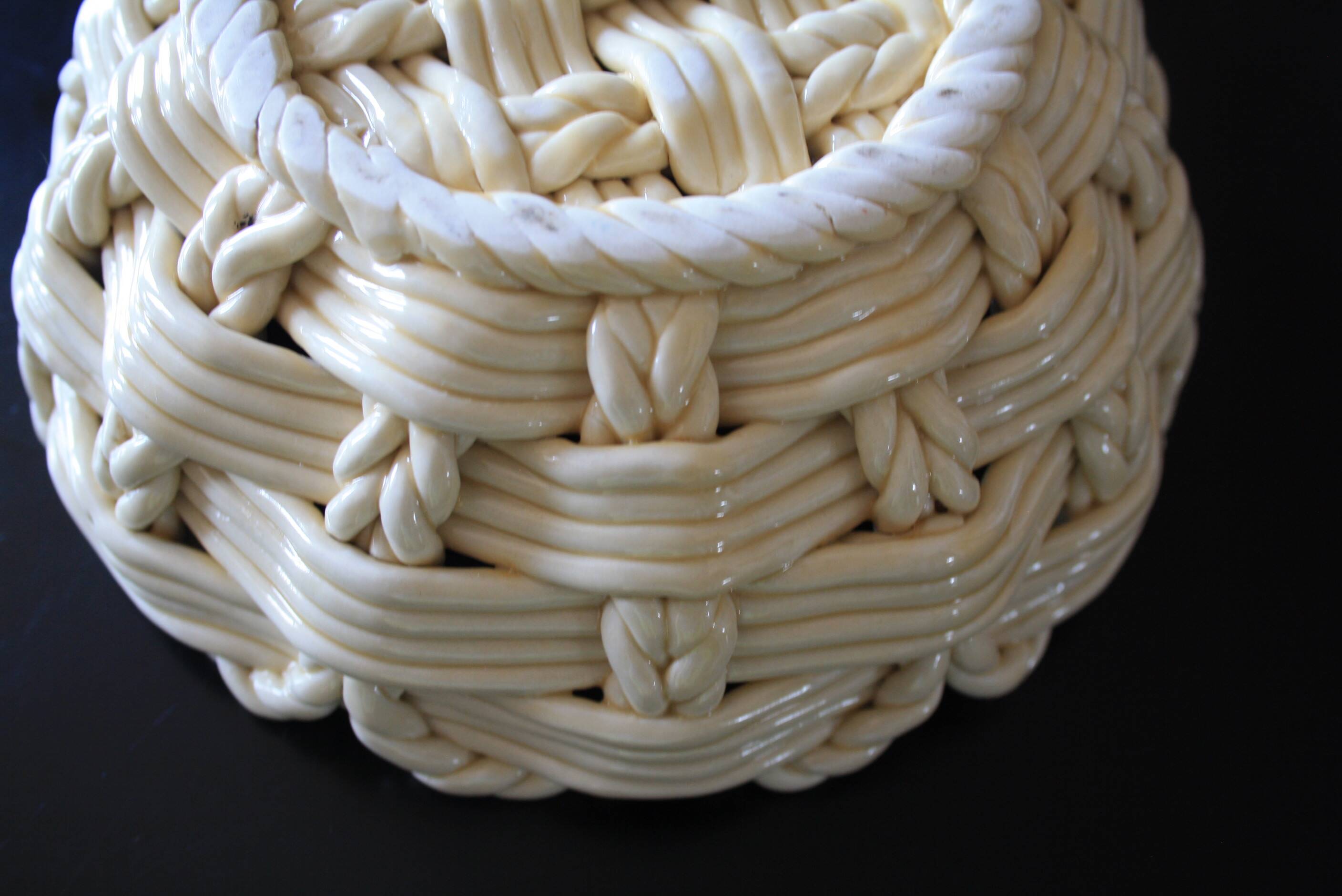 Woven ceramic basket/tray