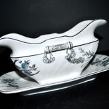 Antique Empire style porcelain sauceboat, hand-painted