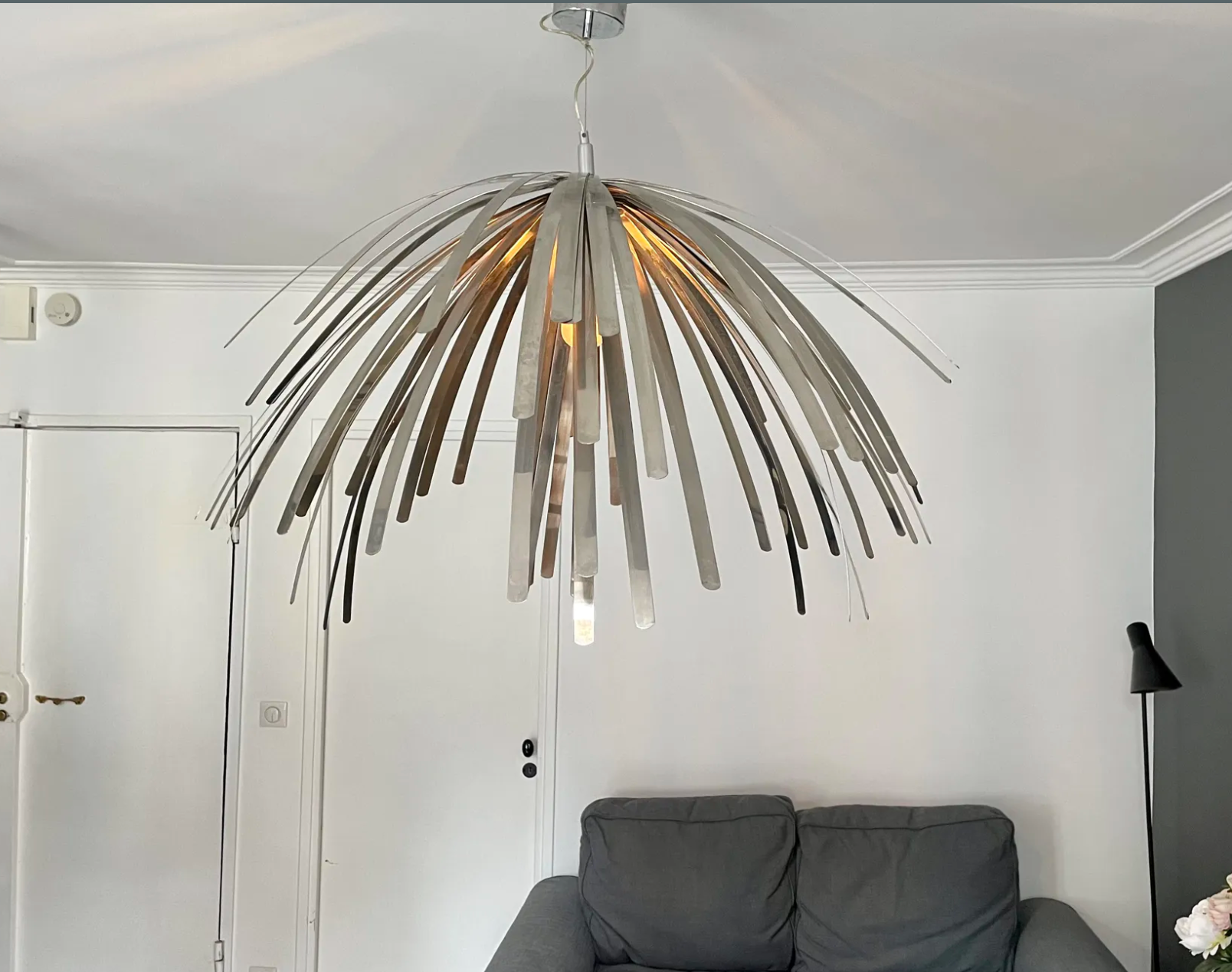 Suspension vintage en lamelles d'aluminium